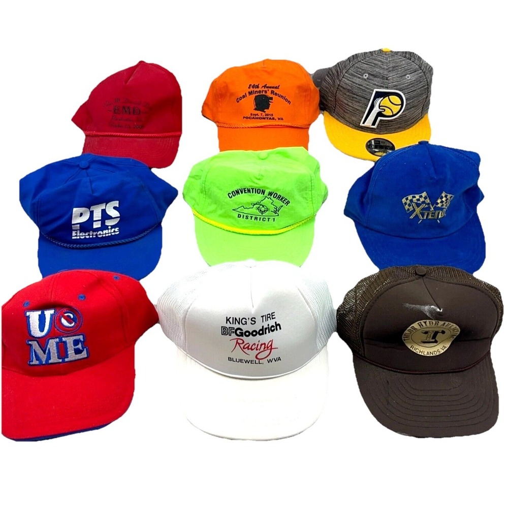 Vintage Trucker Hat Cap Lot Snap Back Strap Mesh Y2K Advertising Farm Mining T12